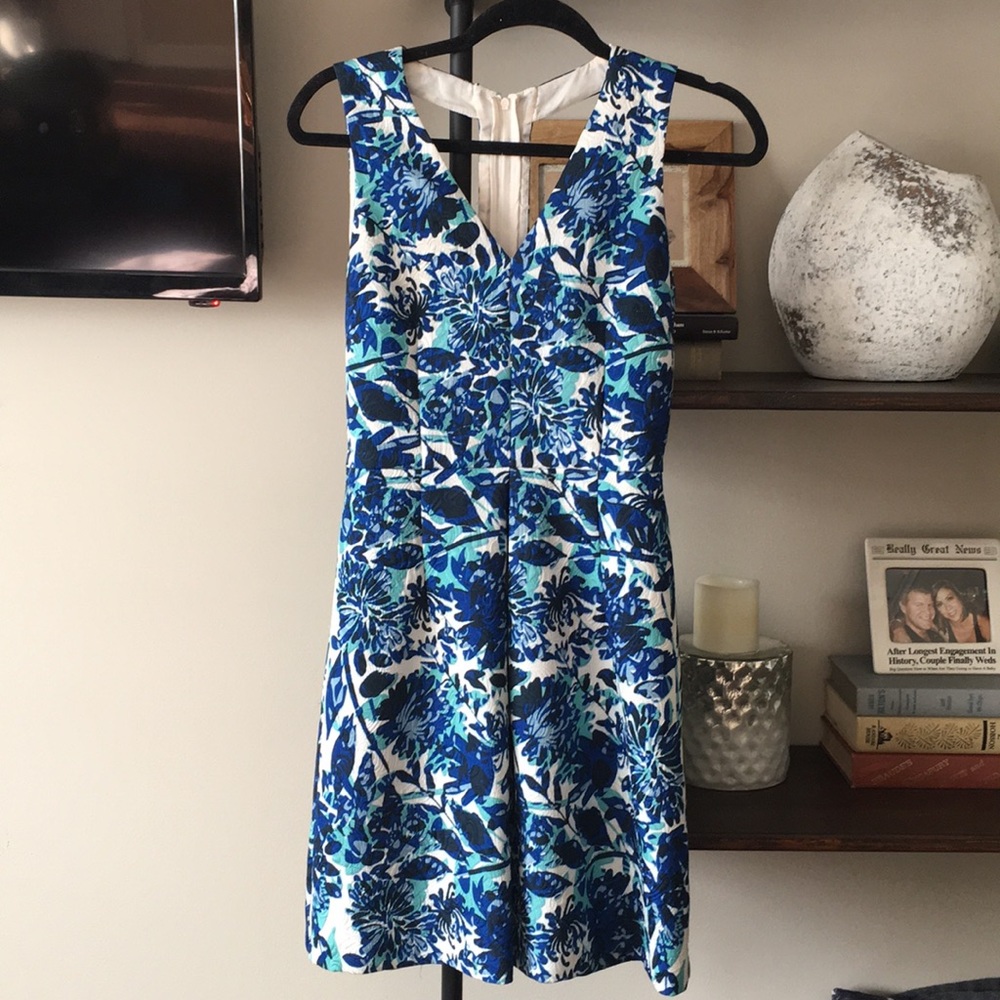 EXPRESS floral blue cocktail dress